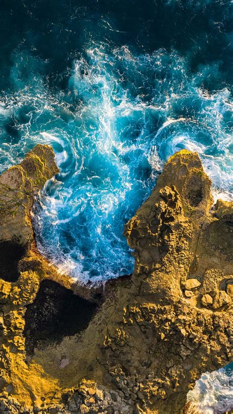 Overhead View Of The Famous Devils Tears Coastline In Nusa Lembongan