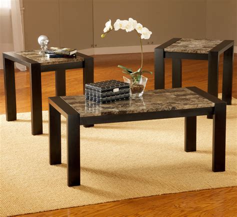 It lets you create a warm and inviting look with your favorite decor, collectibles, potted plants etc. 3 Pc Black Faux Marble Coffee Table Set - Modern - Coffee ...