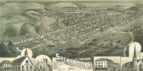 Beautiful Birds Eye View Of Shenandoah Pa From 1889 Knowol