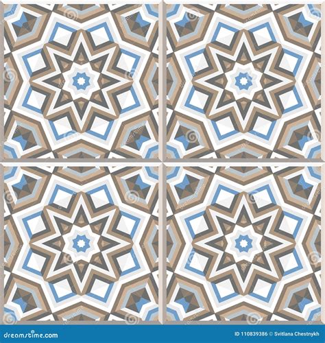 Portuguese Floor Tiles Design Seamless Pattern Abstract Geometric