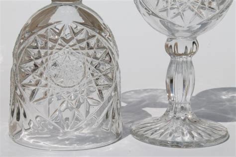 Vintage Hobstar Crystal Clear Libbey Glass Water Glasses Large Wine Goblets Set Of 6