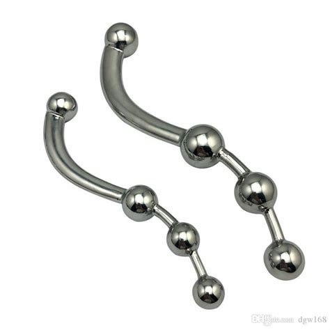 Stainless Steel Metal Anal Plug Double Dildo Penetration Beads Butt