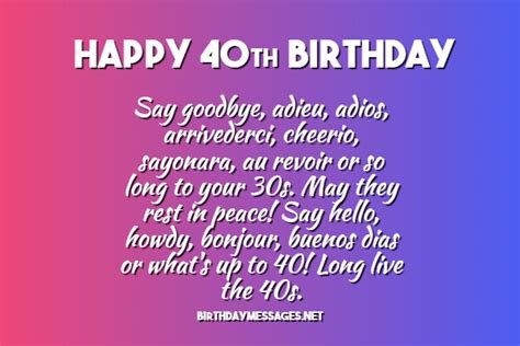 Funny 40th Birthday Messages For Him Happy 40th Birthday Quotes For