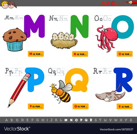 Educational Cartoon Alphabet Letters For Kids Vector Image