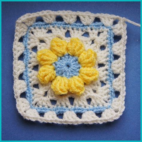 Popcorn Flower Square Free Crochet Pattern By Anna Beckett Dk Yarn