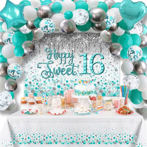 buy sweet 16 birthday decorations teal 16th birthday decorations for girls sweet 16 backdrop