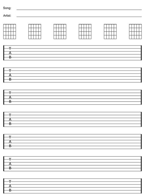 Printable Guitar Tab Sheets