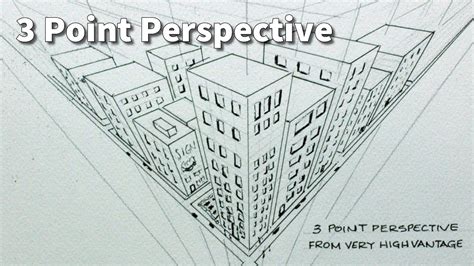 How To Draw Buildings From High View Point In 3 Point Perspective Youtube
