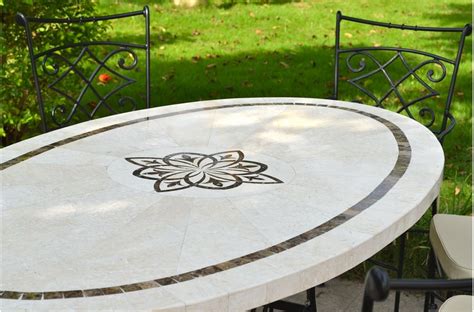 Shop online and in store now. 180x100cm Outdoor Garden Mosaic Marble Stone Table - ELLIPSE