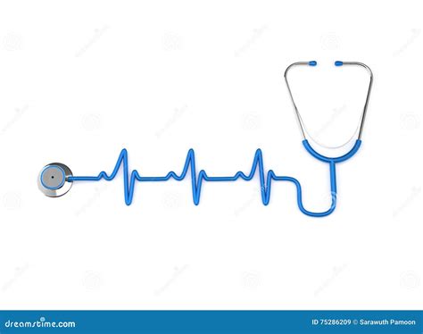 Stethoscope With Heart Beat On White Background Stock Illustration