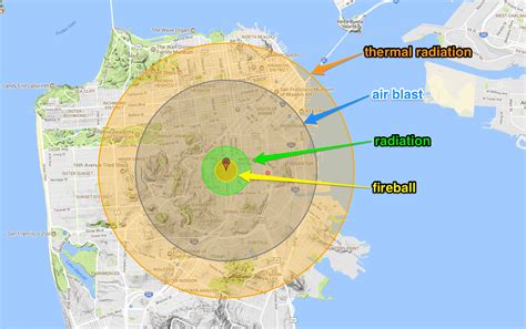 12 Nuclear Missile Blast Radius Map References