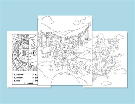 Luca Coloring Pages For Kids Printablegiulia Alberto And Luca Etsy