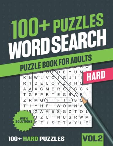 100 Hard Word Search Puzzle Book For Adults Word Searc By Books