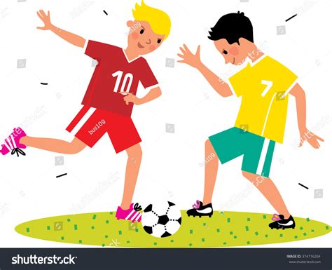 Cartoon Boys Playing Football Kid Soccer Stock Vector Royalty Free