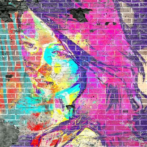 Fashion Girl Graffiti Photography Background Brick Wall