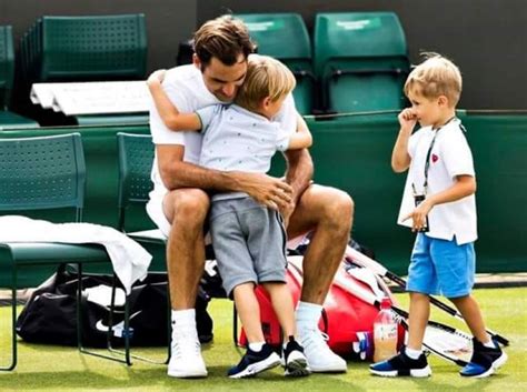 The federer children may still be young today, but they already share their parents' love for tennis. Roger Federer spends time with his children at Wimbledon