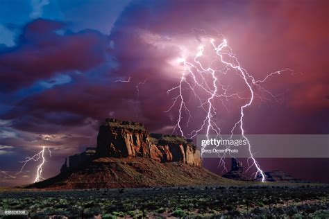 Lightning Storm Over Eagle Mesa Monument Valley Arizona