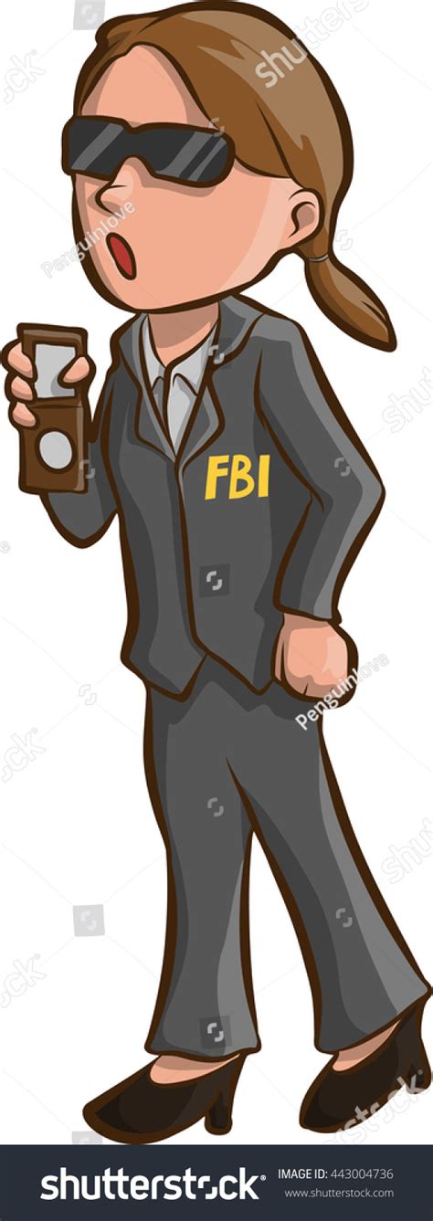 A Female Fbi Agent Showing Her Badge Stock Vector 443004736 Shutterstock