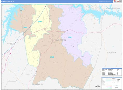 Warren County Nc Wall Map Color Cast Style By Marketmaps