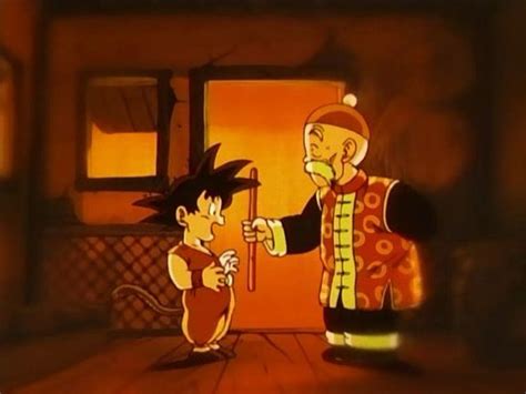 Grandpa Gohan Giving Goku The Power Pole Dragon Ball Artwork Kid