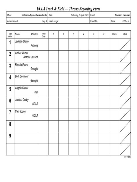 Track And Field Heat Sheets Template Airslate Signnow