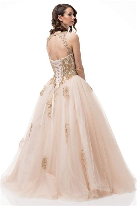 Champagne Rose Gold Ball Gown Wedding Dress Wedding