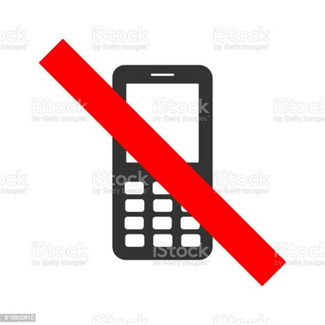 No Cell Phones Use Crossed Out Sign Mobile Phone Silhouette Icon Vector