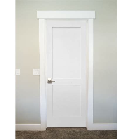 The 2 panel shaker interior door features two flat panels. StileDoors Paneled Solid Manufactured Wood Primed Shaker ...