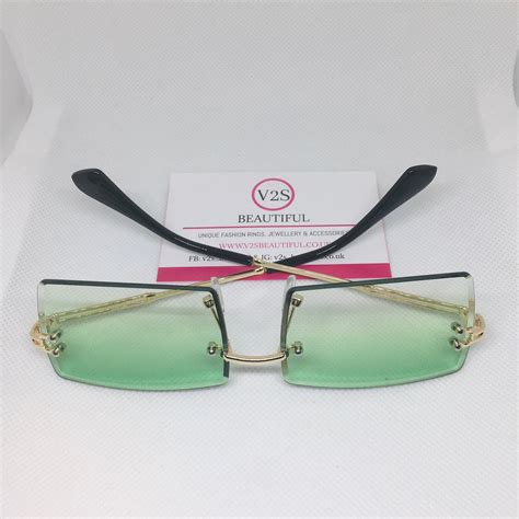 Y2k Green Clear Rimless Vintage Sunglasses 2000s Sunglasses Etsy
