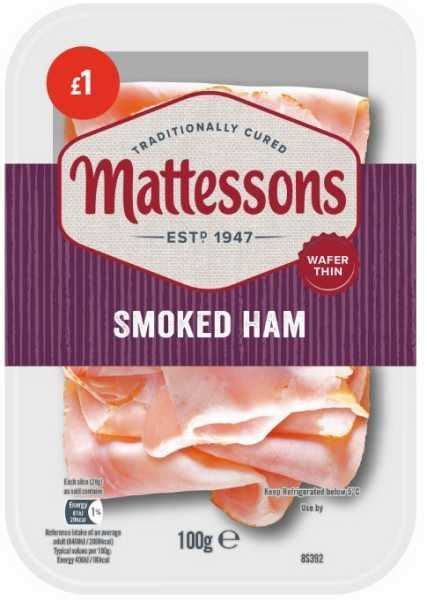 Fife Creamery MATTESSONS WAFER THIN SMOKED HAM SLICES 12x100G 1 00 PMP