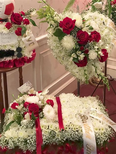 Shop handcrafted white flower jewelry and ivory flowers ideal for wedding bridal accessories. Red & White Funeral Flowers Floral Bible Tribute by Petals ...