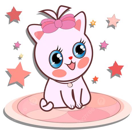 Pink Cute Cat Vector Cat Design Cat Vector Cat Illustrator Png And