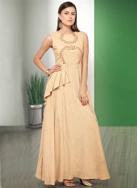 Buy Beige Embroidered Gown Embroidered Dresses And Gown Online