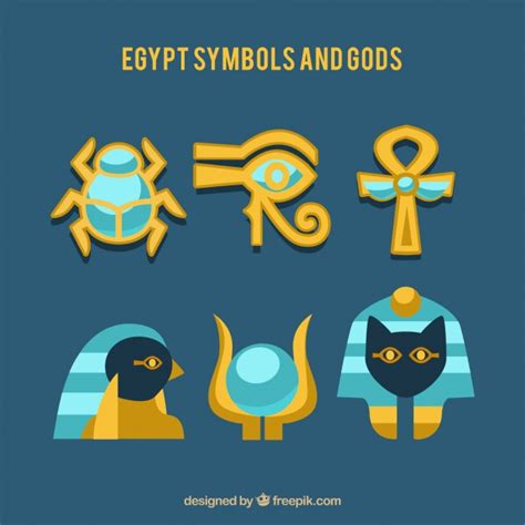 Gypten Symbole Und G Tter Sammlung Mit Flachen Design Kostenlose Vektor