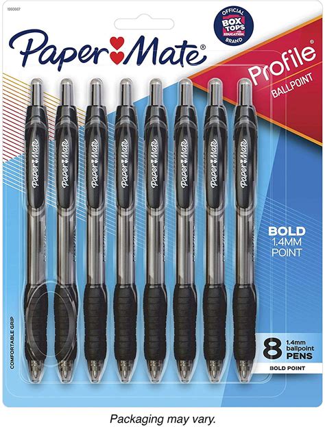 paper mate profile retractable ballpoint pens bold tip black 8 count