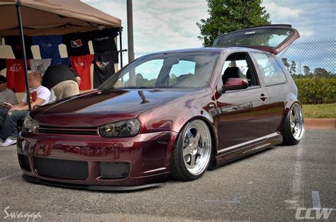 Burgundy Red Volkswagen Golf Mk4 Gti Dropped On Ccw Lm5 Forged Wheels