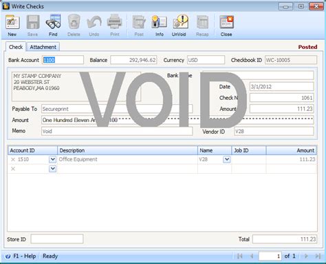 A voided check depicts the check which has been canceled. Voiding check when Assign Check numbers after Printing is enabled