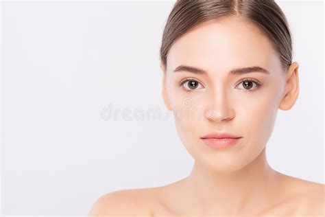 Close Up Beauty Woman Face Portrait Beautiful Young Woman With Clean