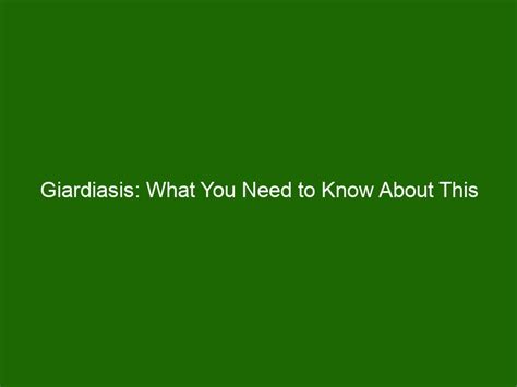 Giardiasis What You Need To Know About This Parasitic Condition