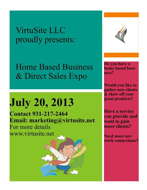 Home Based Business Expo July 20 2013 Vendor Flyer Home Based