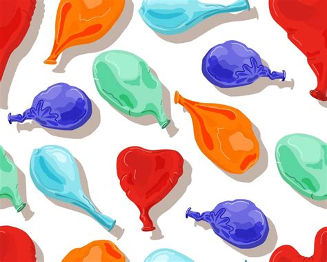 Deflated Balloons Seamless Pattern Bright Inflatable Balloons Of