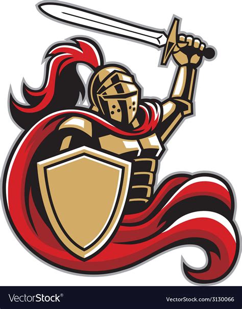 Knight With Shield And Sword Royalty Free Vector Image