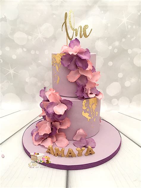 Pink And Purple Girly Floral First Birthday Cake Purple Cakes