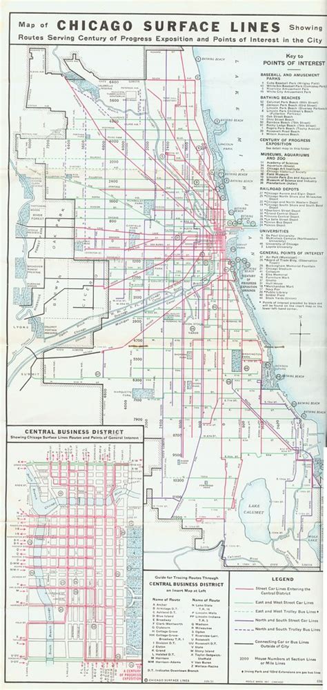 Map Of Chicago Surface Lines Showing Routes Serving Centur Flickr