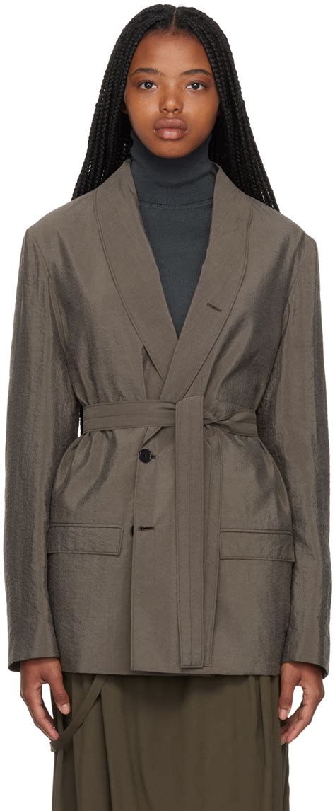 Brown Belted Double Breasted Blazer By Lemaire On Sale