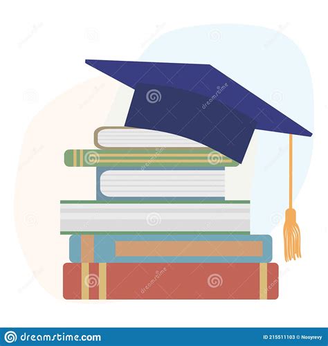 Graduation Mortarboard Or Square Cap And Books Vector Illustration