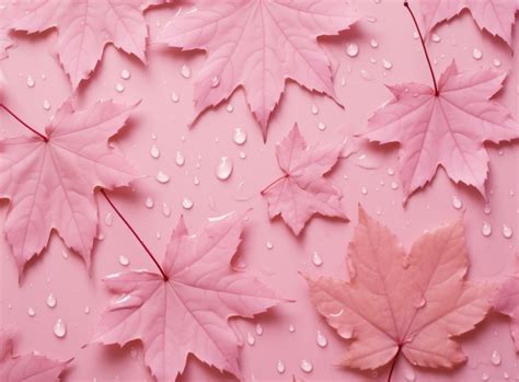 Premium Ai Image Pink Autumn Leaves Background