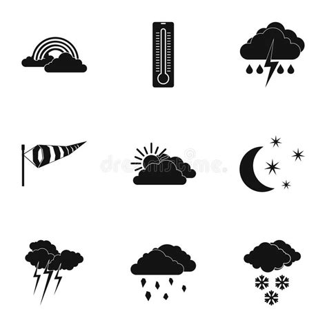 Type Of Weather Icons Set Simple Style Stock Illustration