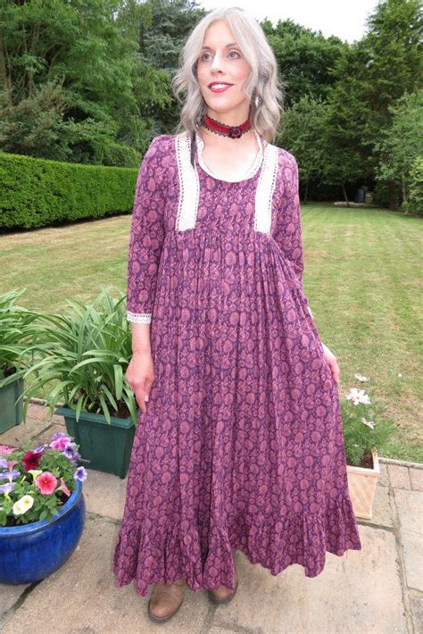 Vintage Laura Ashley 1970s Mauve Maxi Dress Made In Wales Etsy