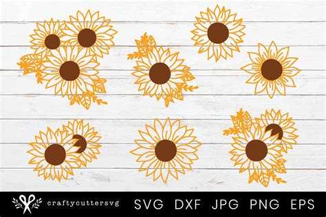 Sunflower Svg Bundle 7 Sunflower Designs Cut File Cricut 602422